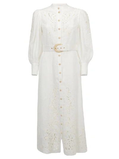 Shop Zimmermann Floral Embroidered Dress In White