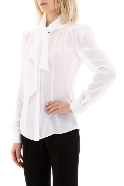 Shop Moschino Pussy Bow Blouse In White