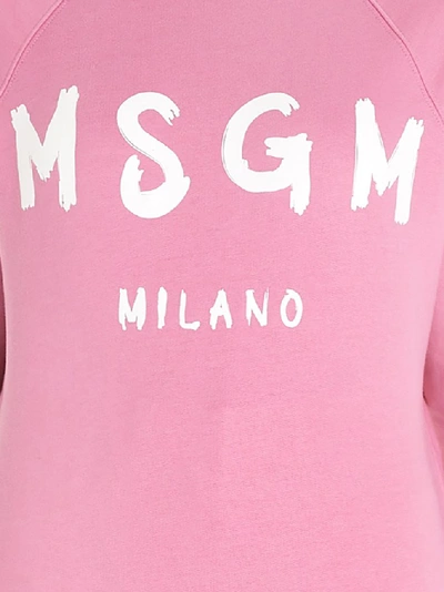 Shop Msgm Logo Printed Sweatshirt In Pink