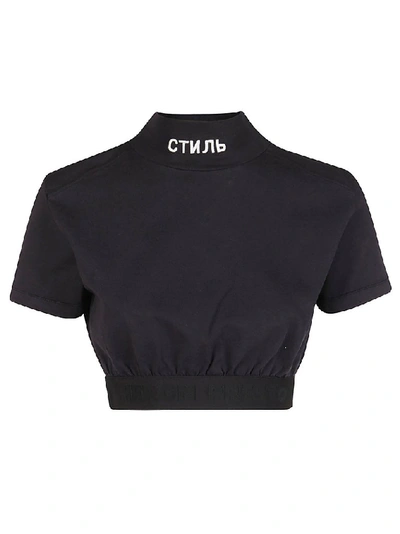 Shop Heron Preston High Neck Crop Top In Black