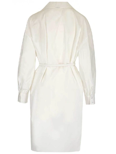 Shop Fendi Ff Belted Shirt Dress In White