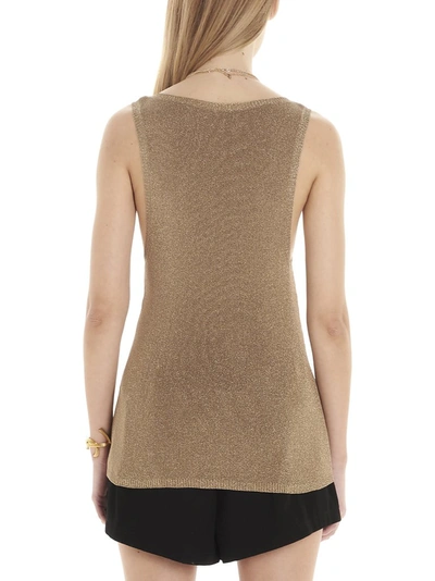 Shop Saint Laurent Metallic Tank Top In Gold