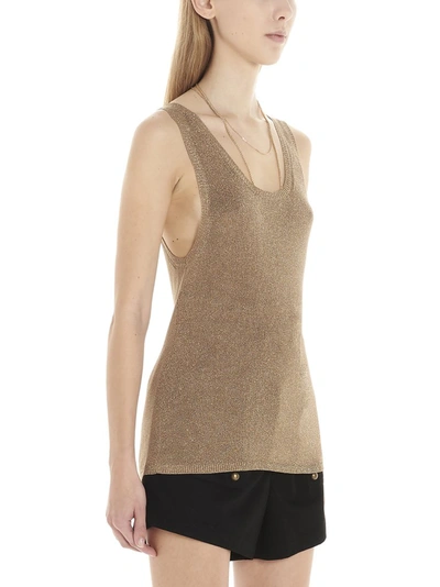 Shop Saint Laurent Metallic Tank Top In Gold