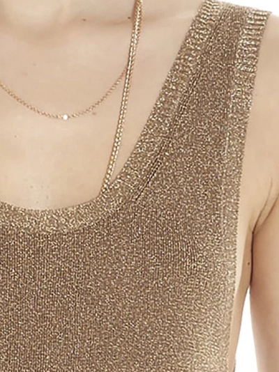 Shop Saint Laurent Metallic Tank Top In Gold