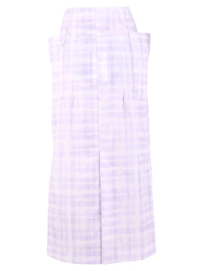 Shop Jacquemus Pocket Detailed Midi Skirt In Purple