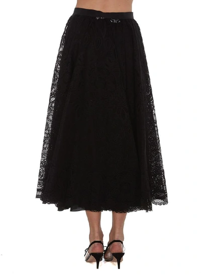 Shop Red Valentino Redvalentino Flared Lace Skirt In Black