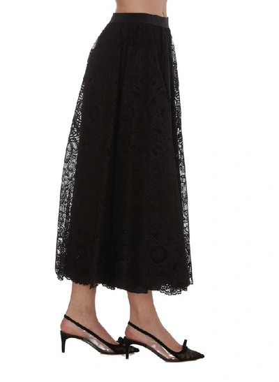 Shop Red Valentino Redvalentino Flared Lace Skirt In Black