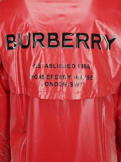 Shop Burberry Horseferry Print Coated Parka In Red