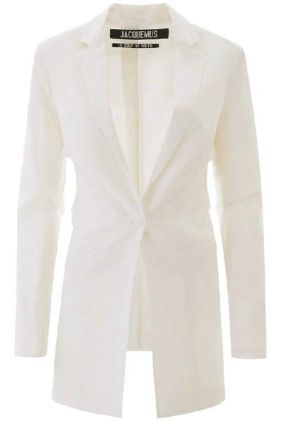 Shop Jacquemus Long Slim Fit Blazer In White