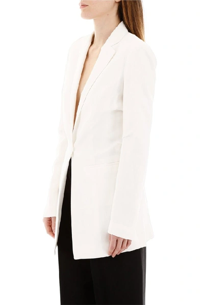 Shop Jacquemus Long Slim Fit Blazer In White