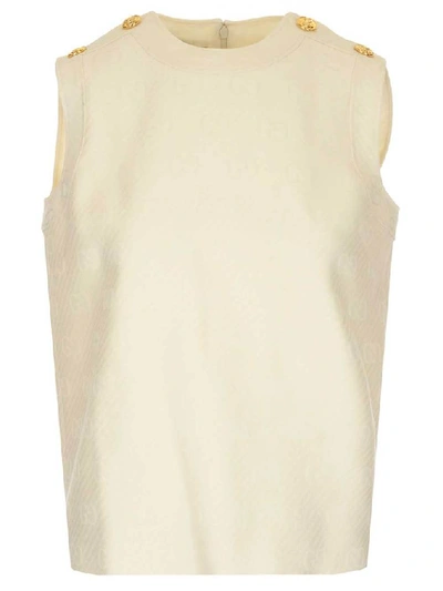 Shop Gucci Gg Sleeveless Button Detail Top In White