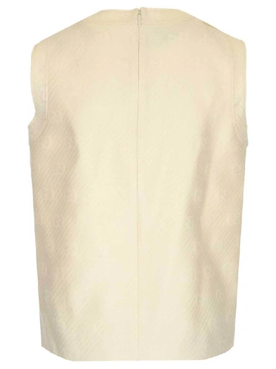 Shop Gucci Gg Sleeveless Button Detail Top In White