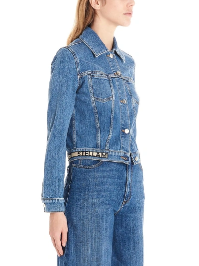 Shop Stella Mccartney Logo Tape Denim Jacket In Blue