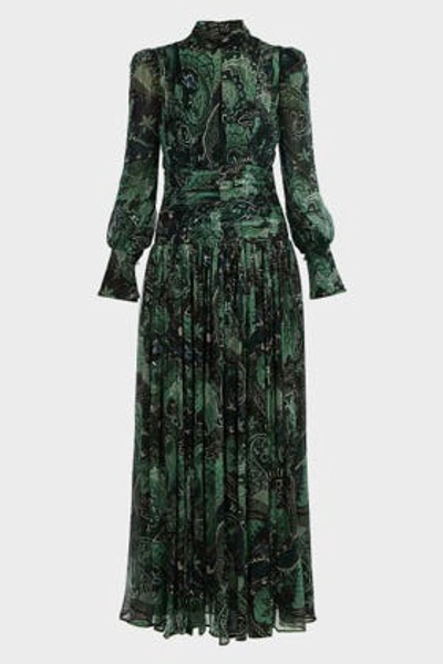 Shop Thurley Design Driftwood Printed Crepe Gown In Green