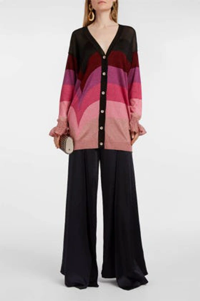Shop Marco De Vincenzo Metallic Striped Knitted Cardigan In Multicoloured
