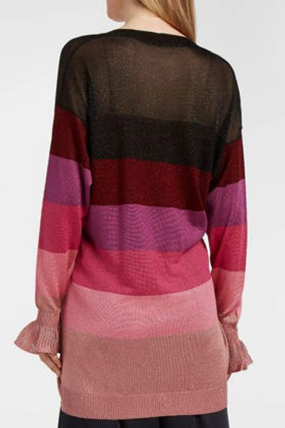 Shop Marco De Vincenzo Metallic Striped Knitted Cardigan In Multicoloured