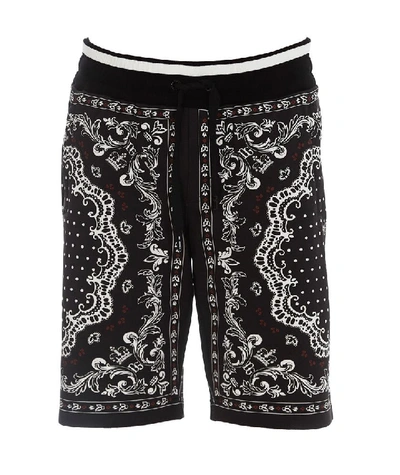 Shop Dolce & Gabbana Bandana Print Drawstring Shorts In Black