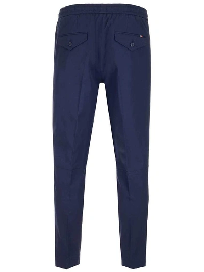 Shop Moncler Cropped Drawstring Joggers In Blue