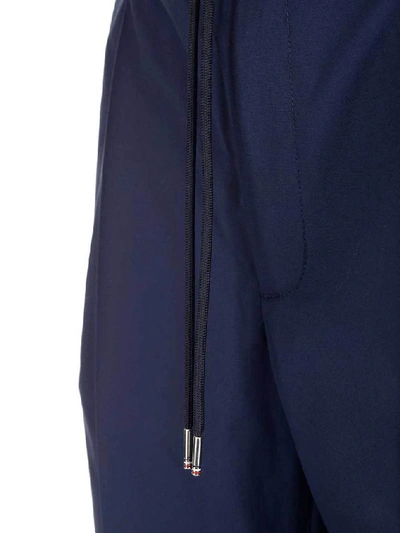 Shop Moncler Cropped Drawstring Joggers In Blue