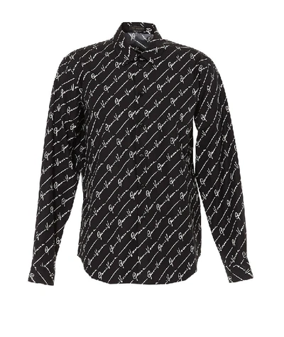 Shop Versace Signature Logo Print Shirt In Black
