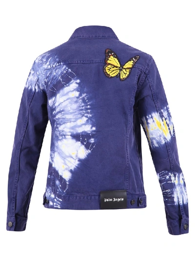 Shop Palm Angels Tie Dye Print Denim Jacket In Blue