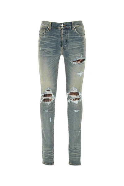 Shop Amiri Distressed Skinny Fit Jeans In Blue