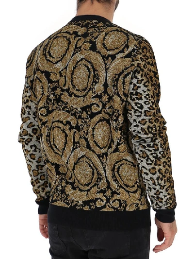 Shop Versace Mixed Pattern Sweater In Multi