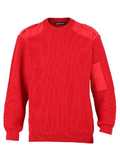 Shop Balenciaga Logo Knit Jumper In Red