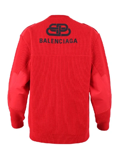 Balenciaga Knitted Crewneck Sweater With Logo In Red | ModeSens