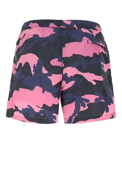 Shop Valentino Camouflage Printed Swim Shorts In Multi