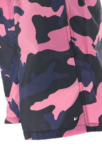 Shop Valentino Camouflage Printed Swim Shorts In Multi