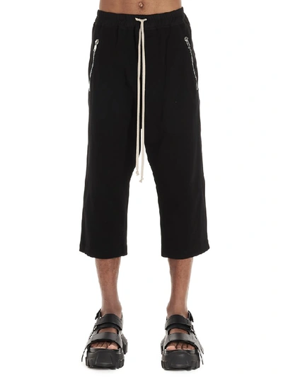 Shop Rick Owens Cropped Drawstring Pants In Black