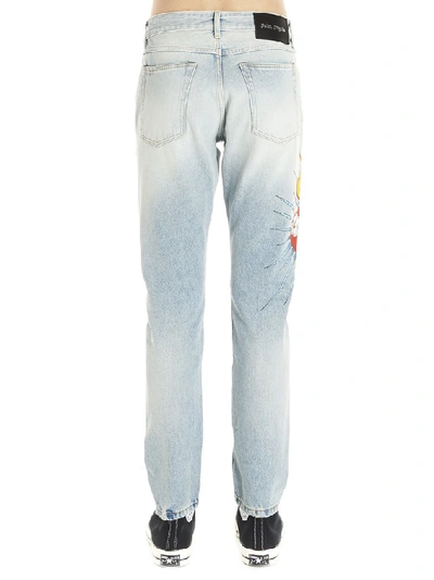 Shop Palm Angels Scared Heart Jeans In Blue