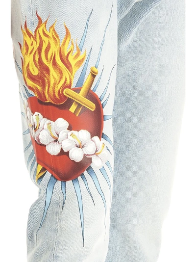 Shop Palm Angels Scared Heart Jeans In Blue