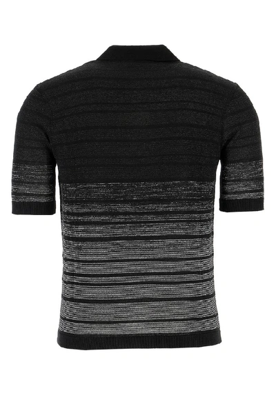 Shop Saint Laurent Striped Motif Polo Shirt In Black