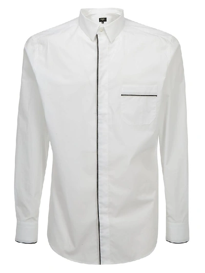 Shop Fendi Contrasting Trim Shirt In White