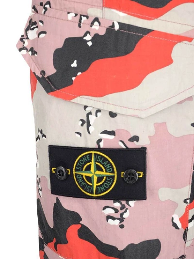 Shop Stone Island Camouflage Print Trousers In Multi