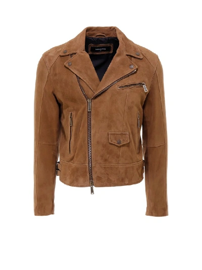Shop Dsquared2 Zipped Biker Jacket In Brown