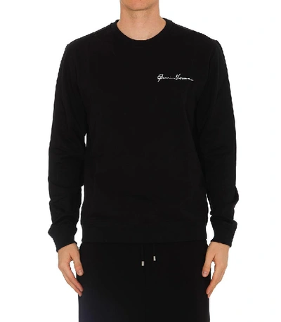 Shop Versace Gv Logo Sweatshirt In Black