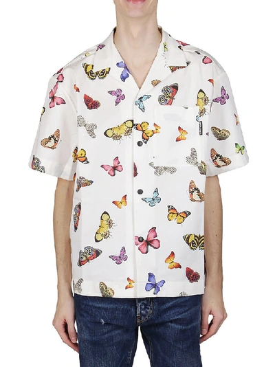 Shop Palm Angels Butterfly Printed Short Sleeve Shirt In Multi