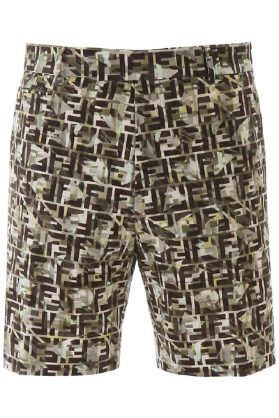 Shop Fendi Ff Camouflage Bermuda Shorts In Multi