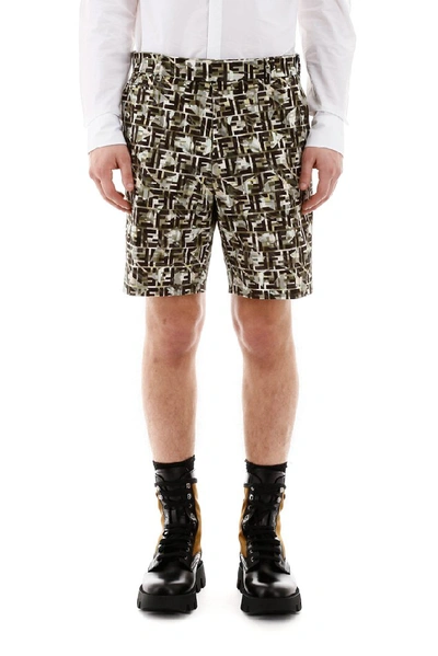 Shop Fendi Ff Camouflage Bermuda Shorts In Multi