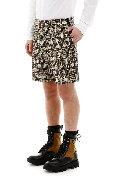 Shop Fendi Ff Camouflage Bermuda Shorts In Multi