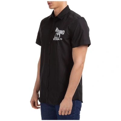 Shop Moschino Logo Printed Short Sleeve Shirt In Black