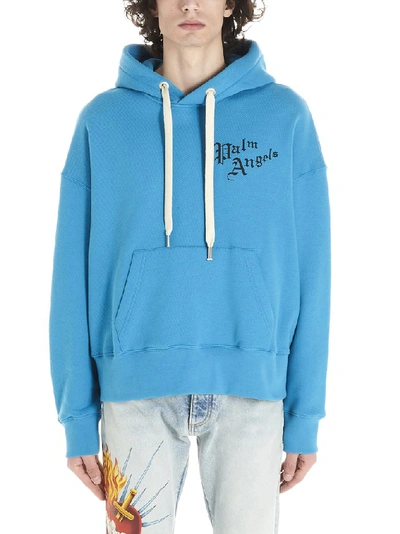 Shop Palm Angels Scared Heart Hoodie In Blue