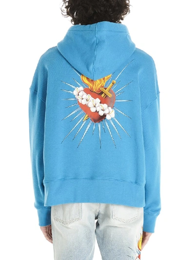 Shop Palm Angels Scared Heart Hoodie In Blue