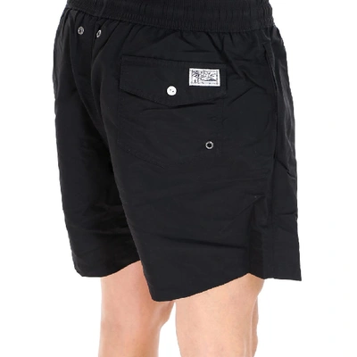 Shop Polo Ralph Lauren Classic Logo Embroidered Swim Shorts In Black