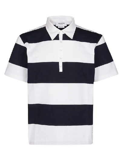 Shop Thom Browne Horizontal Stripes Polo Shirt In Multi