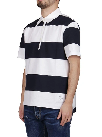 Shop Thom Browne Horizontal Stripes Polo Shirt In Multi