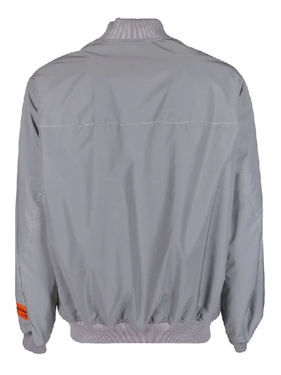Shop Heron Preston Flame Effect Zipped Bomber Jacket In Grey